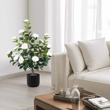 Greengris Artificial Camellia Trees in Pot, Decorative Use