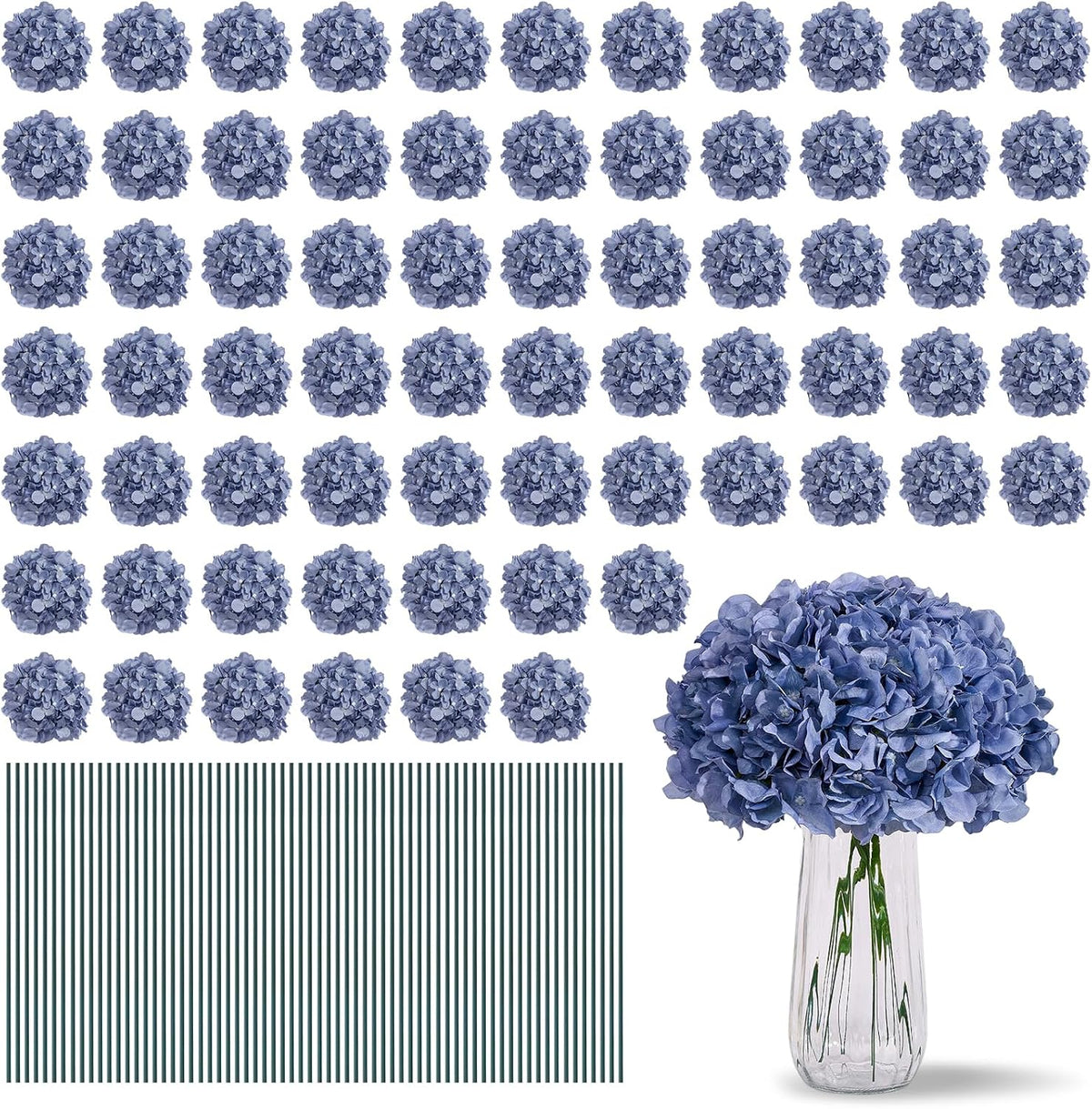 Greengris Artificial Hydrangea Flower Heads, Decorative Use