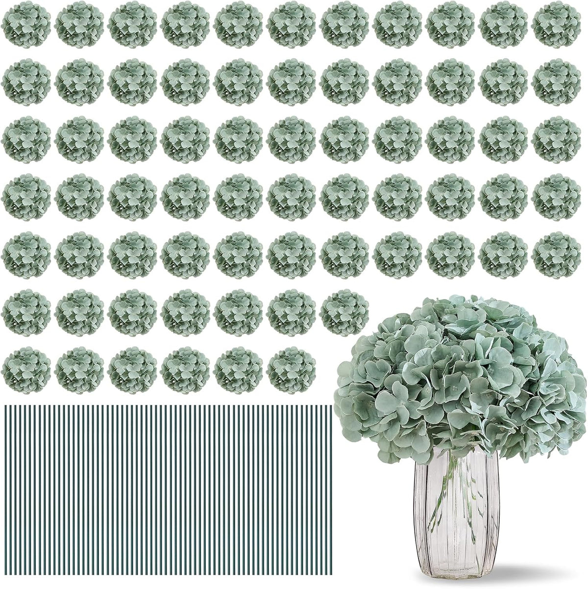 Greengris Artificial Hydrangea Flower Heads, Decorative Use