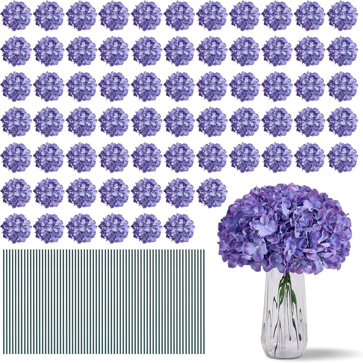 Greengris Artificial Hydrangea Flower Heads, Decorative Use