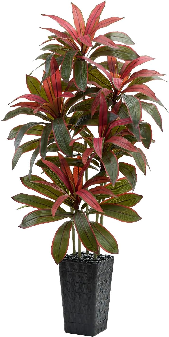 Greengris 6ft Artificial Dracaena Tree with White Planter, Faux Silk Yucca Floor Plant for Home Office Bedroom Decor