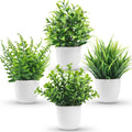 Greengris 4 Pack Small Artificial Plants, Bookshelf Decor