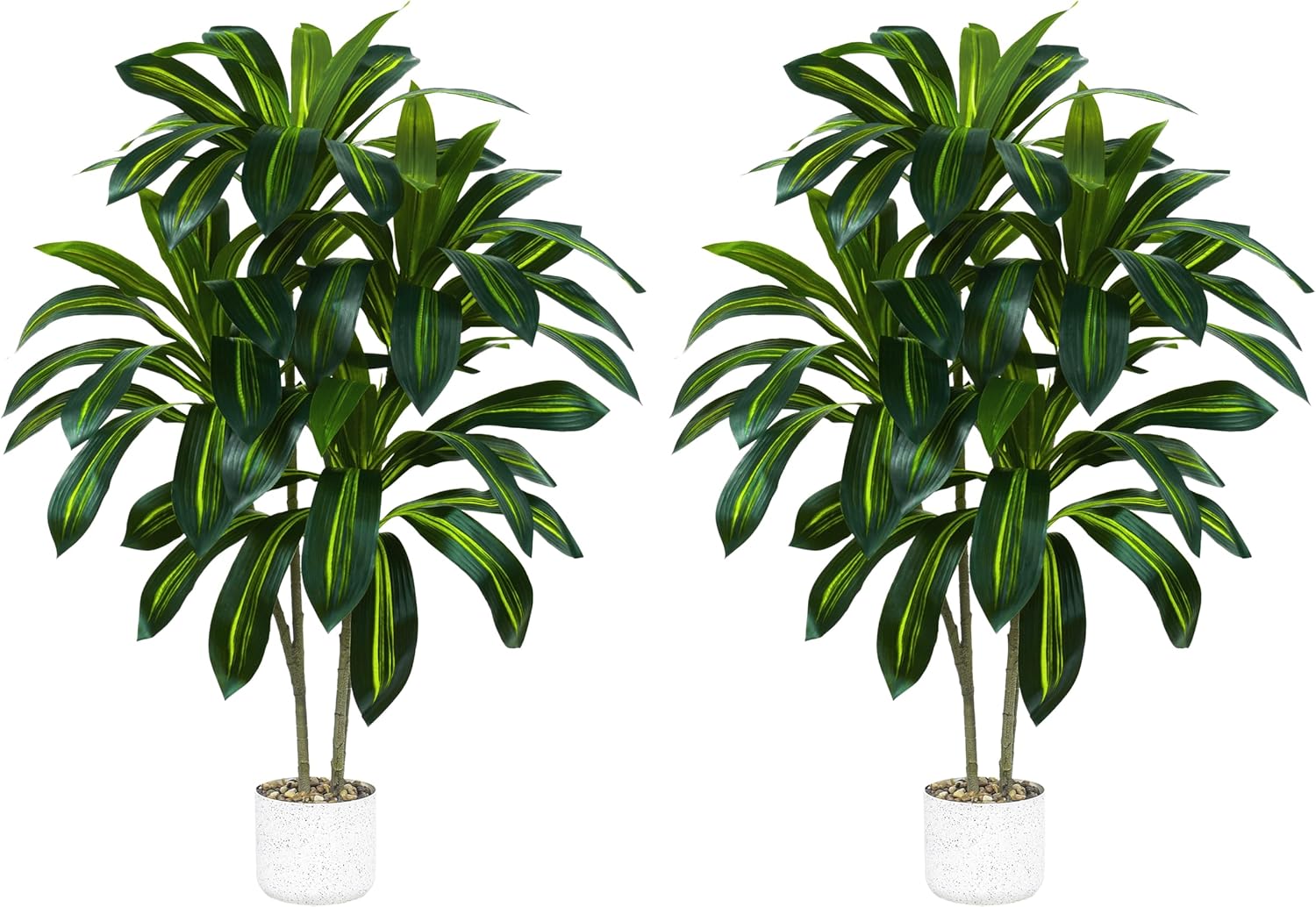 Greengris 6ft Artificial Dracaena Tree with White Planter, Faux Silk Yucca Floor Plant for Home Office Bedroom Decor